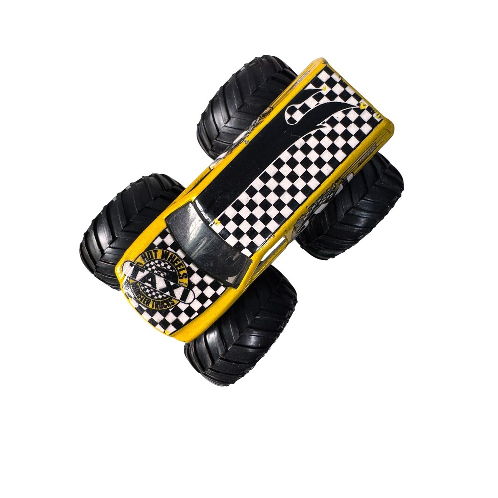 Hot Wheels Monster Trucks Taxi Yellow Checkered 1:64 Scale Die-Cast Toy Car 2018 - Picture 2 of 3